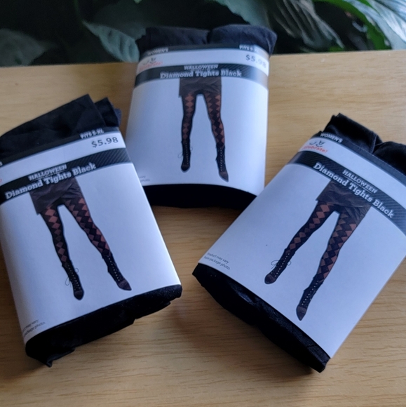 Now we celebrate Accessories - HALLOWEEN  Diamond design black tights fits size S- XL